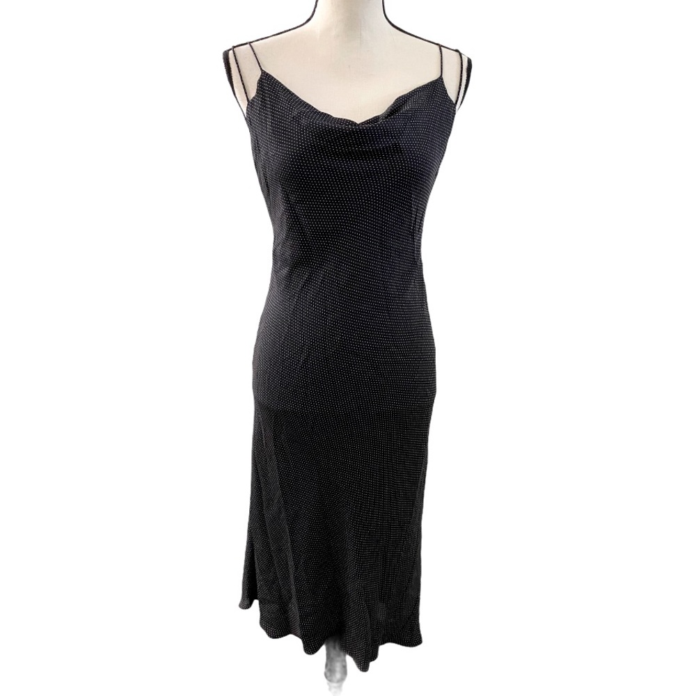RALPH LAUREN 100% silk Slip MIDI Dress polka dot
